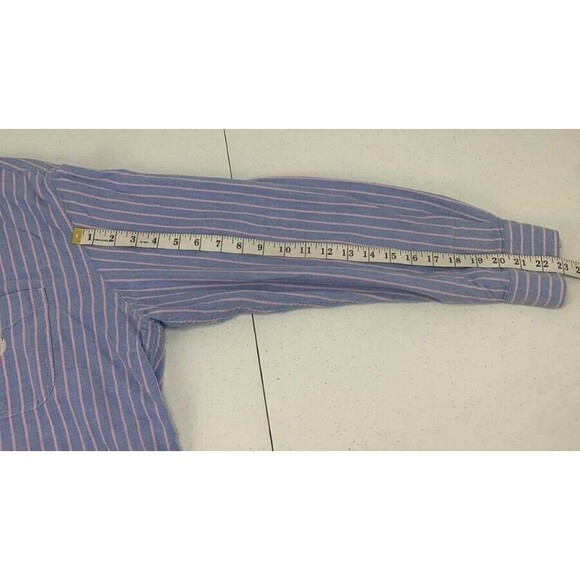 Chaps Blue Pink  Stripe Long Sleeve Button-Up Cotton Shirt Men's Size Large - Picture 5 of 8